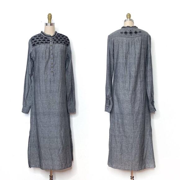 NEW Raven + Lily Farima Embroidered Kaftan Shirtdress Maxi Dress Small - Picture 2 of 12
